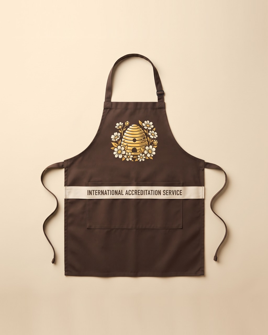 Hive and Bloom Apron in Hive Brown